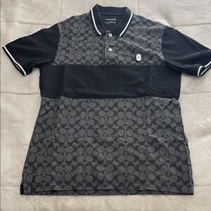 Coach Black Polo Shirt with Geometric Pattern